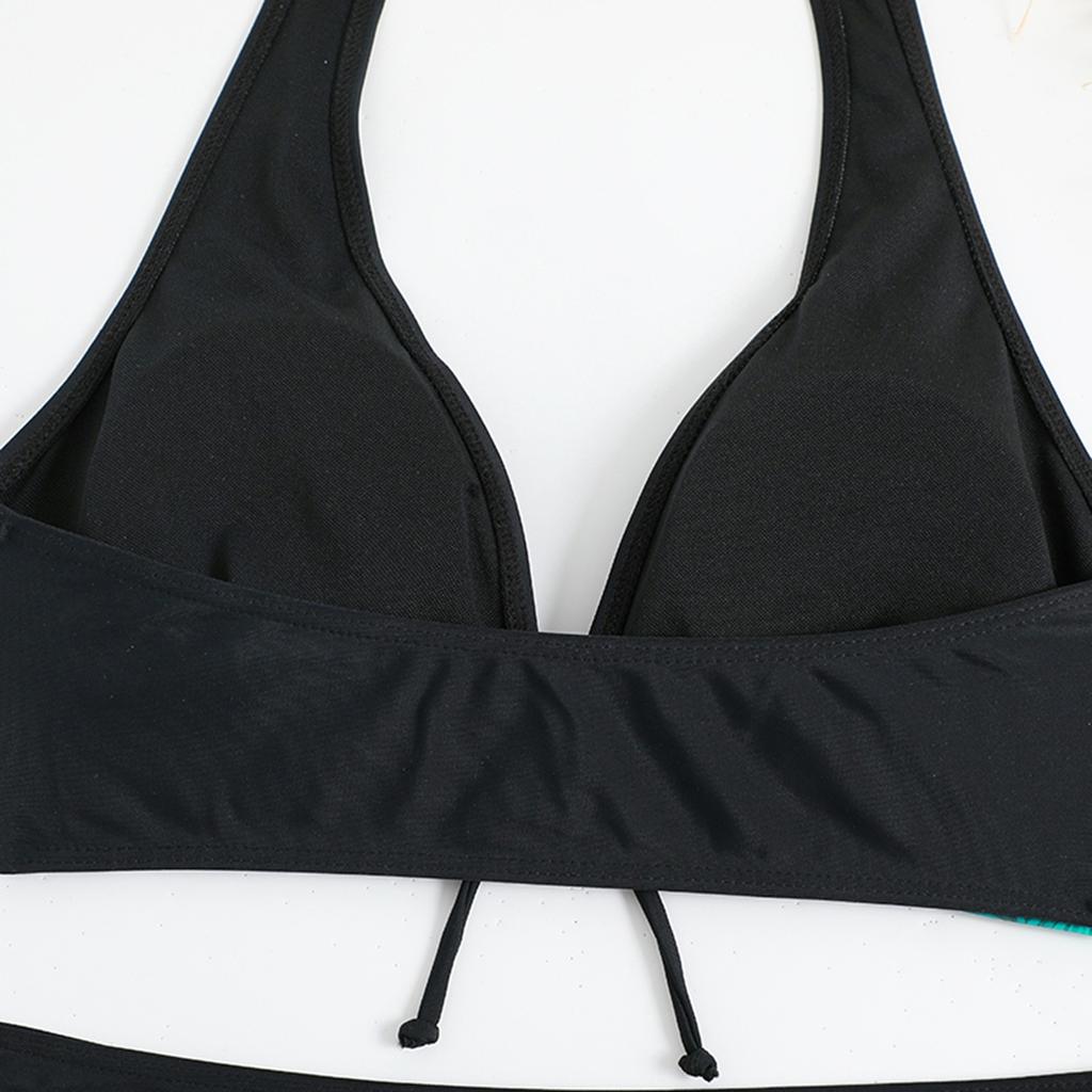 Women's Paneled Printed Swimsuit Ladies Split Boxer  High Waist Swimsuit Two-Piece Set