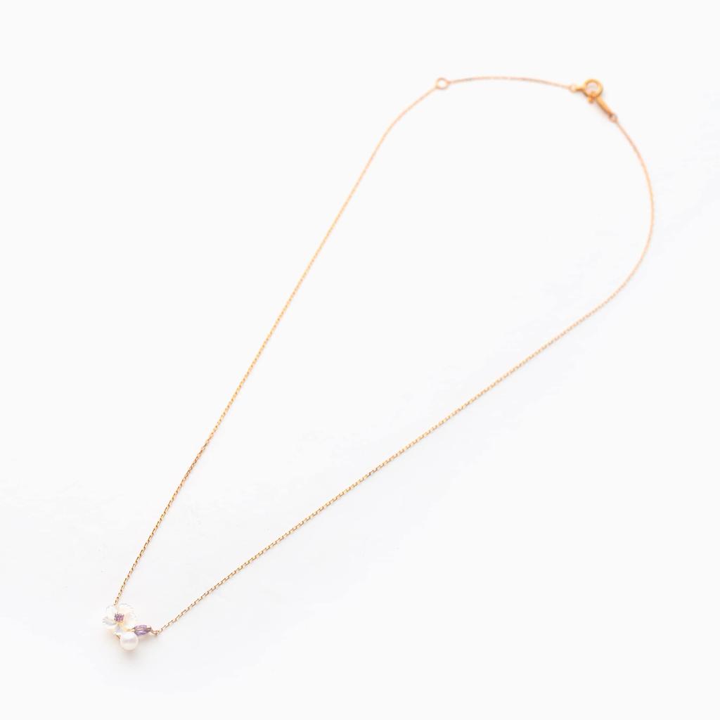 Сентябрьский цветок рождения Ожерелье из розового золота 10 карат Диантус [Цветение] 0351-0992-0041-0000