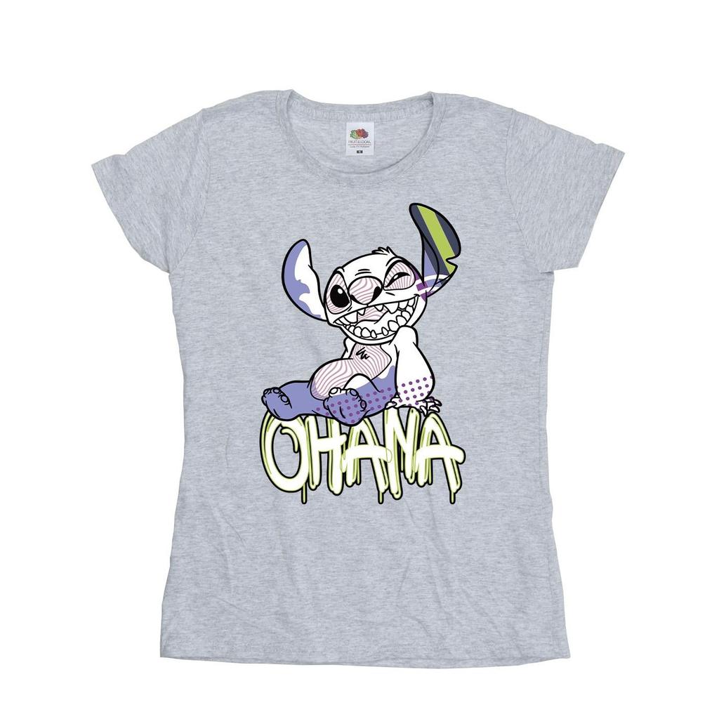 Disney Womens/Ladies Lilo And Stitch Ohana Graffiti Cotton T-Shirt