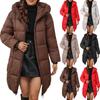 Women's Solid Color Hooded Medium Long Thick Waist Padded Coat