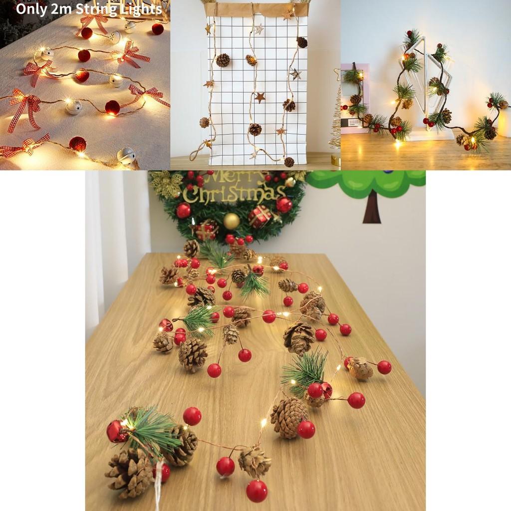 Потрясающая 2-метровая светодиодная гирлянда в виде сосновых шишек, работающая от батареек, для праздничного рождественского декора