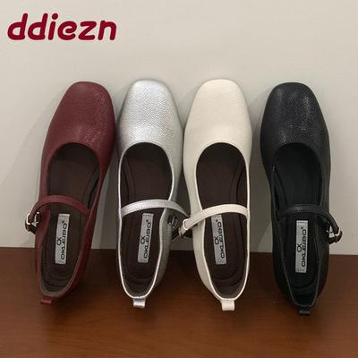 Мода 2025 Новая Мода Мелкие Женские Балетки Мэри Джейн Весна Осень Повседневная Женская Обувь с Ремешком и Пряжкой Балетки для Леди