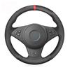 Black Faux Suede Marker Car Steering Wheel Cover for BMW E60 E61 Touring 530d 545i 550i E63 Coupe E64 630i 645Ci 650i 2003-2010