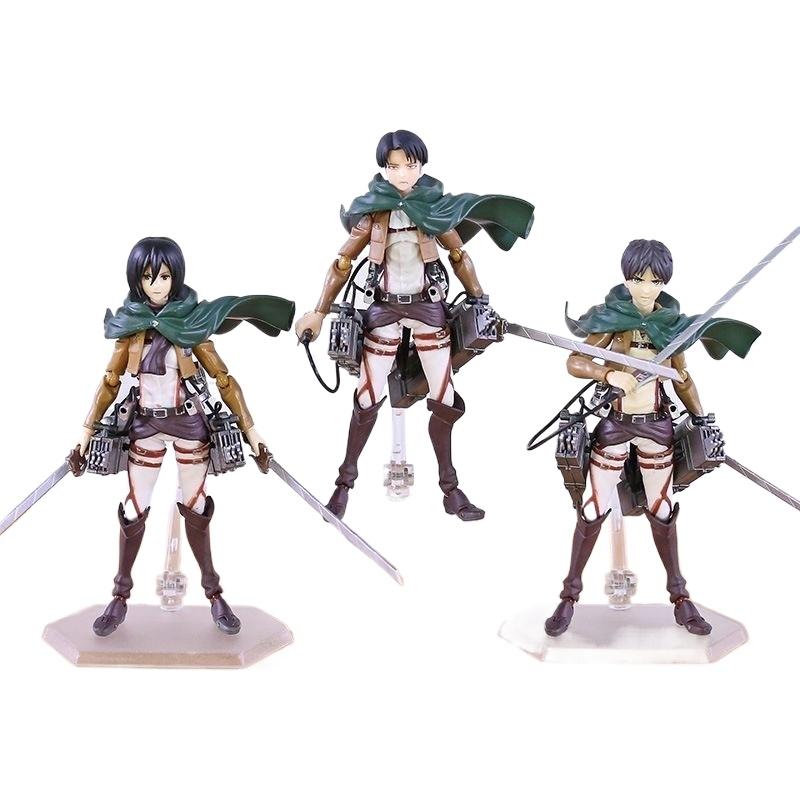 Новинка в наличии Атака Титанов Figma Ручная Мобильная Кукла Ливай Эрен Капитан Микаса Коллекционная Фигурка Действия Игрушка Подарок Премиум Качество