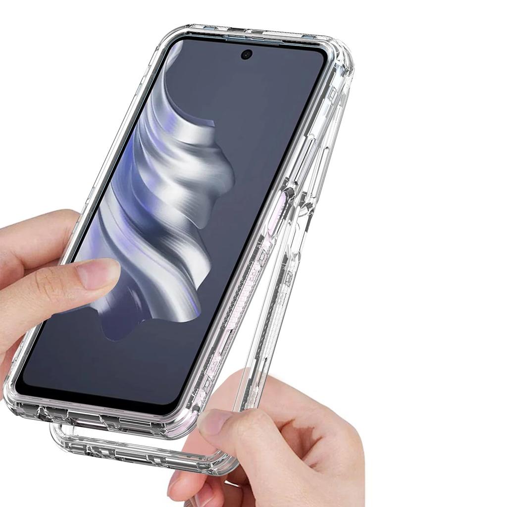 Гибридный противоударный чехол-броня 3 в 1 для Infinix Hot 40 Pro X6837 Жесткая пластиковая рамка Прозрачная задняя крышка из ТПУ Fundas