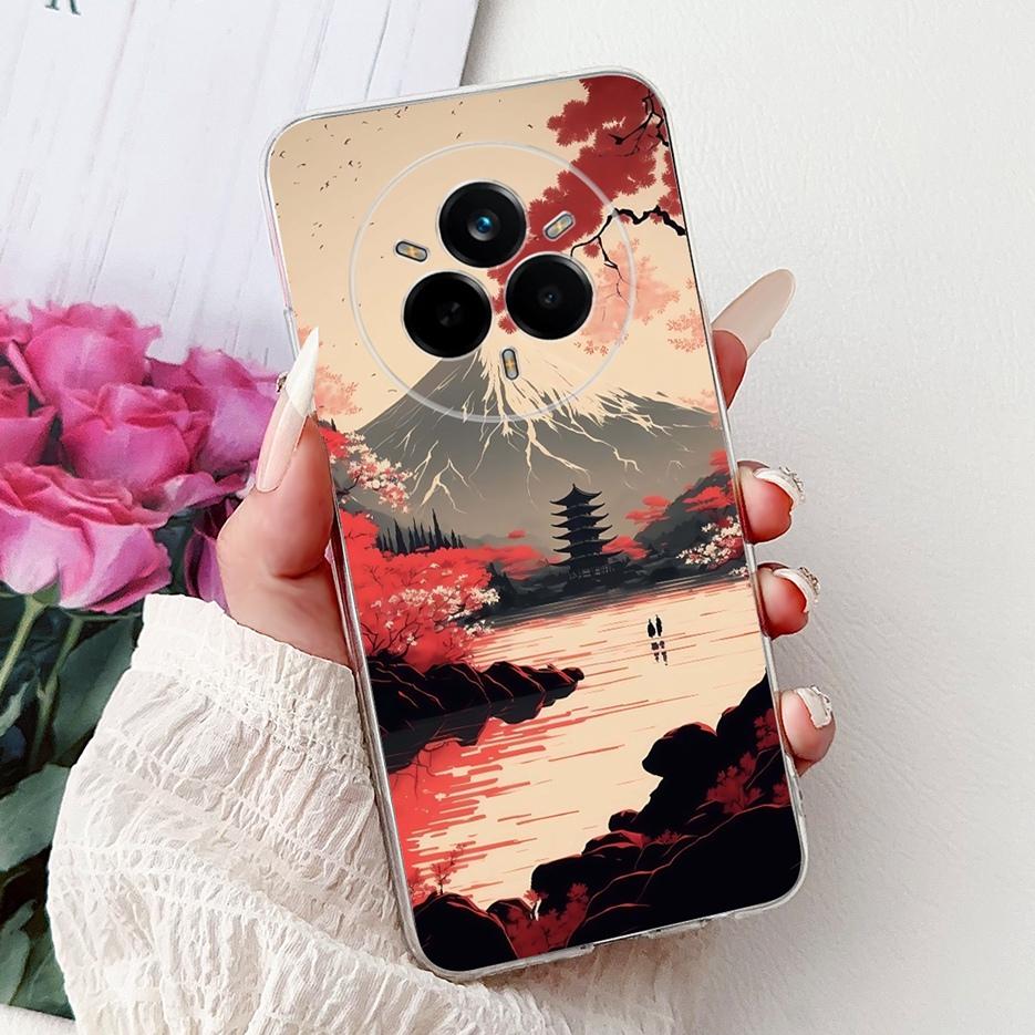 Чехол для Realme 14 Pro Plus RMX5051 Красивые Цветы Рисованный Чехол Мягкий Силиконовый Чехол Для Realme 14 Pro Realme14 Pro+ 5G Чехлы