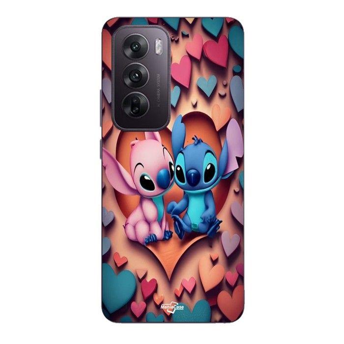 Coque de téléphone - MANIACASE - Oppo Reno 12 pro 5G - Silicone - Souple - Stitch Angel coeur coloré