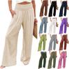 High Waisted Pants For Women Stretchy Wide Leg Palazzo Pants Casual Comfy Beach  Pants Trousers
