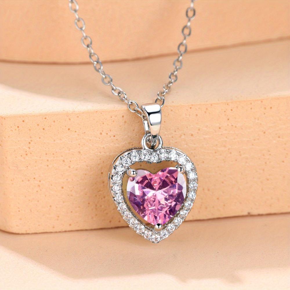 Luxury Female White Crystal Love Heart Pendant Necklace For Women Trendy Silver Color Wedding Chain Necklace Jewelry Gift