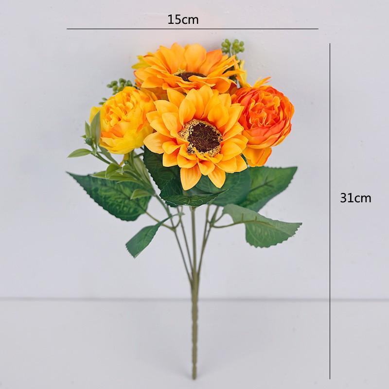Artificial Sunflower Bouquet Wedding Decor Home Interior Photography Prop Silk Floral Arrangement