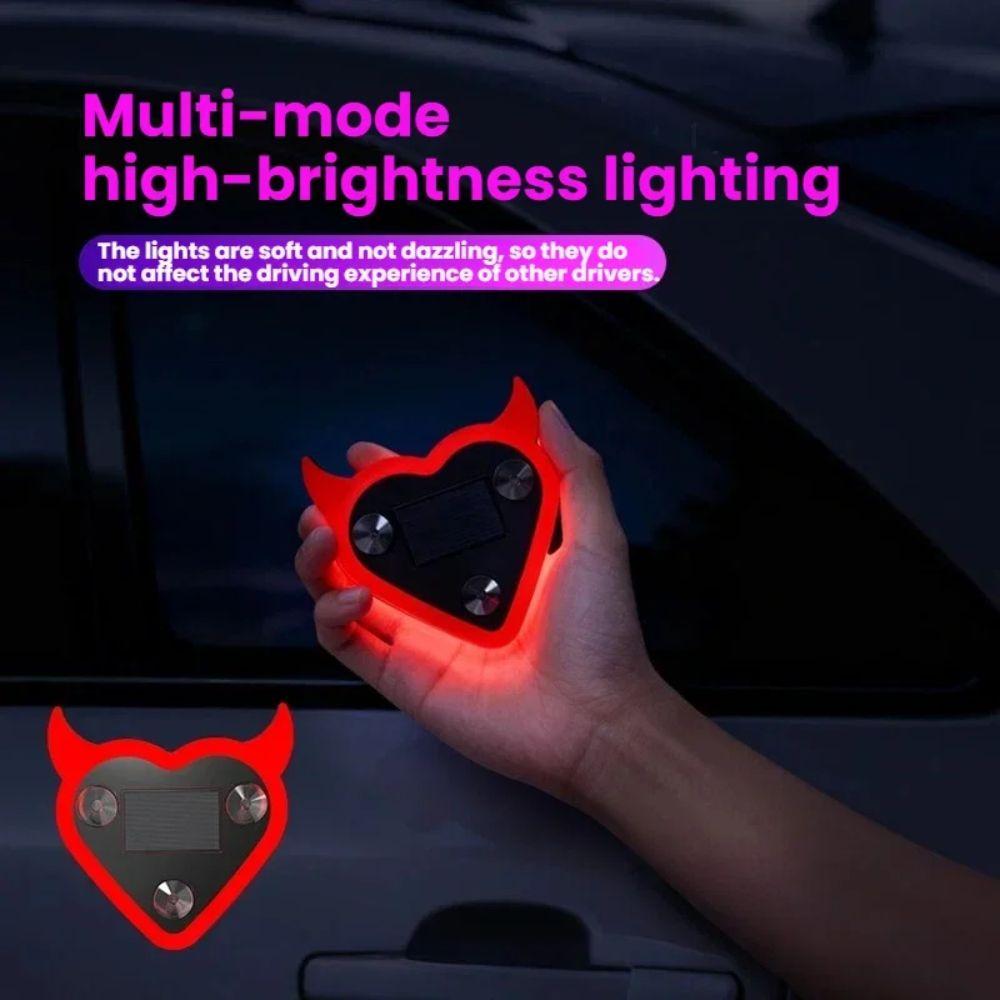 Suction Cup Car Solar Light Plastic Devil Heart-shaped Light Window Decoration