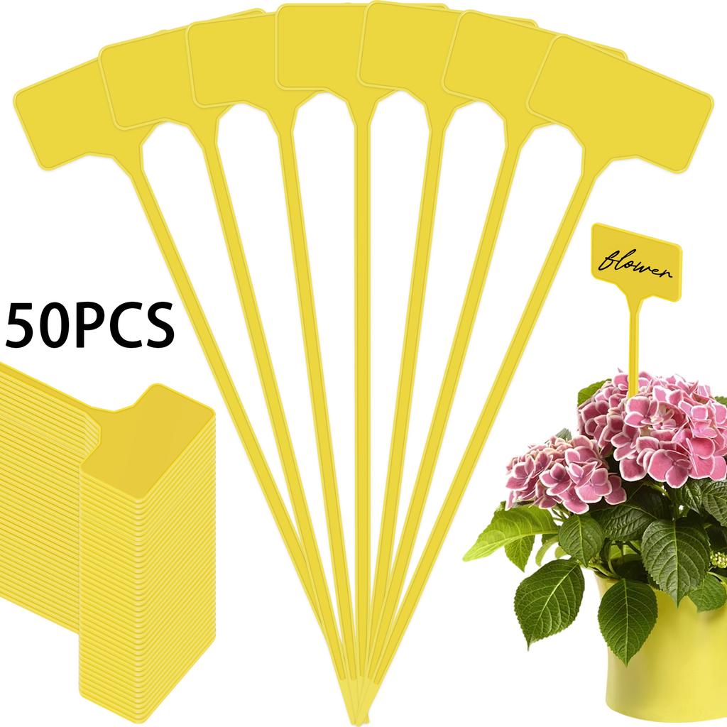 50/100 шт. этикетки для растений T-образные пластиковые бирки для растений водонепроницаемые этикетки для питомника желтые этикетки для растений многоразовые название растения