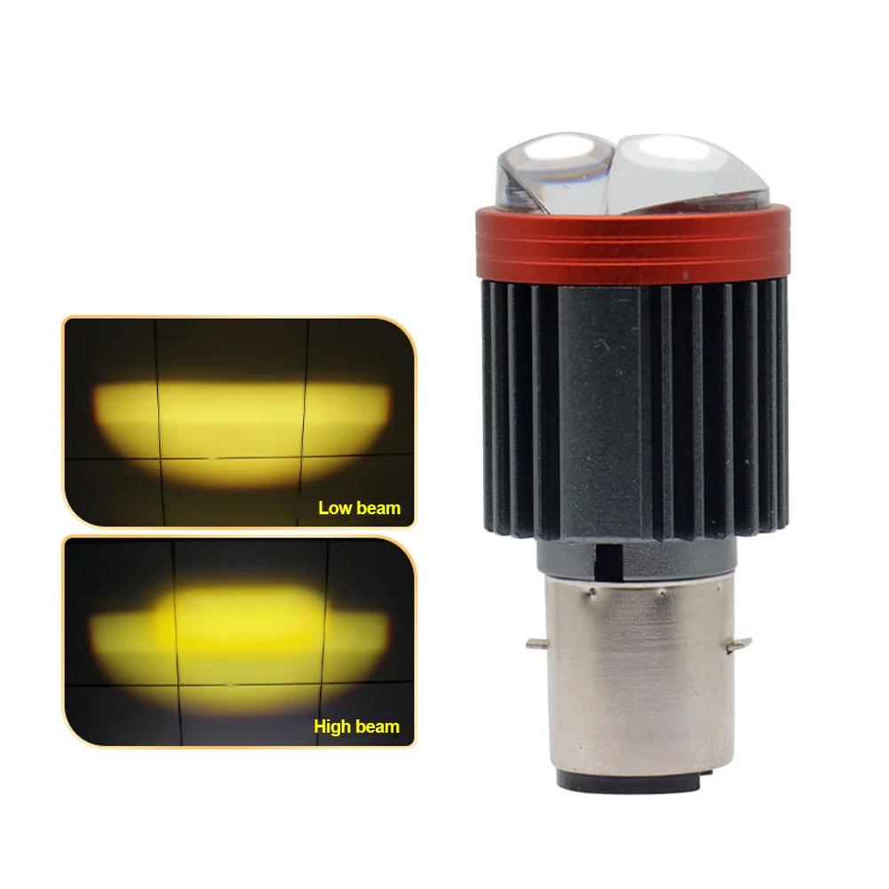 Светодиодная фара BA20D для мотоцикла, двухлинзовая проекторная фара, лампа-прожектор для скутера и мотоцикла, ДХО, лампы ближнего/дальнего света для электровелосипеда, квадроцикла