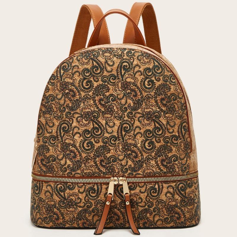 Fashion Personality Large Capacity Backpack Women's Bark Print Ethnic Wind Backpack