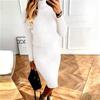 Autumn Women's Knitting Costume Turtleneck Solid Color Pullover Sweater + Slim Skirt Two-Piece Set