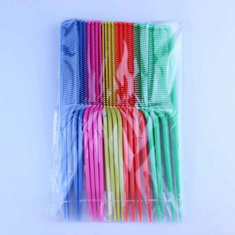 10 шт. портативная расческа для волос случайного цвета, салонная щетка для укладки, парикмахерский хвост, пластиковый набор расчесок с тонкой и длинной ручкой