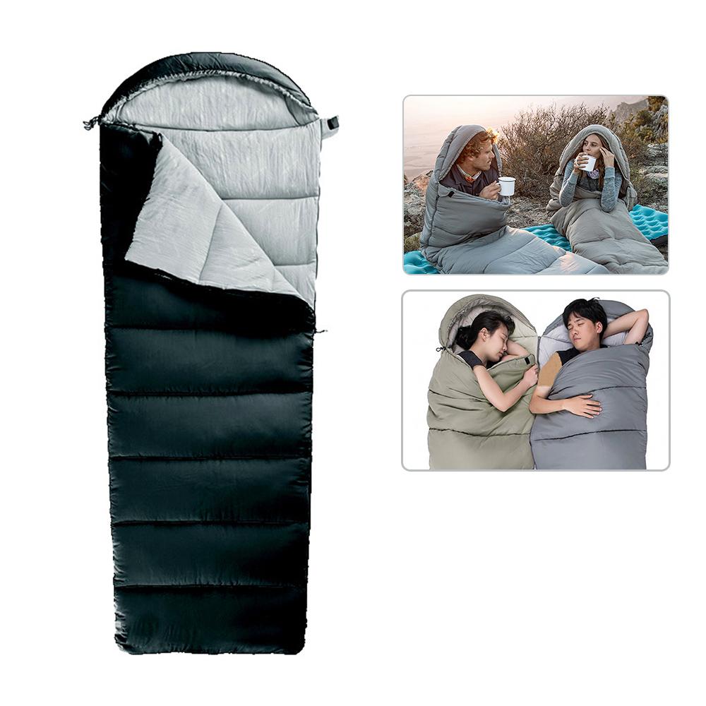 Kawagoe envelope with hood washable portable sleeping bag outdoor camping autumn and winter thickened and warm new style cotton sleeping bag black