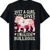 Английский бульдог Просто девушка, которая любит собаку Цветочный футболка