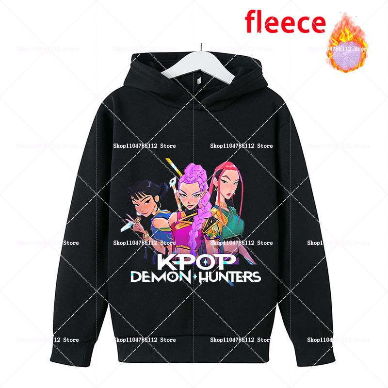 KPop Охотники на демонов Толстовка с капюшоном Детская Весенне-осенняя одежда Руми Мира Зои Мультяшное Аниме Тонкий флис Детская с длинными рукавами