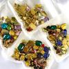 50pcs/Bag Glitter Mixed Shape Sew On Glass Rhinestone Gold Claw Crystal Buckle Diy Wedding Decoration Accessories