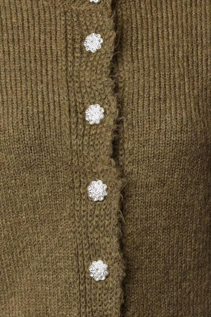 Women's Elegance Style Cardigan Stone Soft Textured Jewel Buttoned Jacket Look Knitwear Cardigan