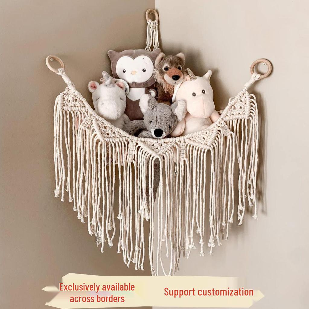 Цветная сетка для хранения плюшевых игрушек в виде треугольника: Хлопковая веревка ручной работы для углового украшения куклы