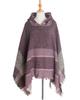 European & American Herringbone Women's Hooded Poncho Pullover (Spring, Autumn, Winter Collection)