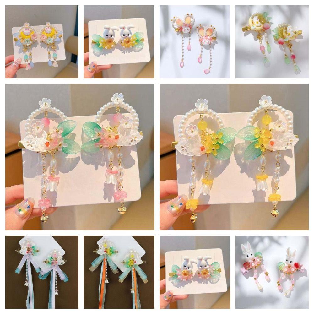 1 Pair Flowing Tassel Rabbit Tassel Hairpin Long Ribbon Ribbon Bows Hairpin Hanfu Dress Up