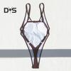 Женский сексуальный монокини с V-образным вырезом без рукавов купальник с открытой спиной, подчеркивающий фигуру, цельный бикини