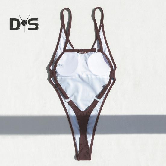 Женский сексуальный монокини с V-образным вырезом без рукавов купальник с открытой спиной, подчеркивающий фигуру, цельный бикини