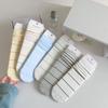 Весенне-летние модные полосатые махровые носки, прямые и милые, универсальные, полосатые легкие носки до середины икры, дышащие и влагоотводящие
