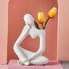 Ceramic Thinker Vase Heart Hollow-out Human-Shaped Vase Abstract Art Decorative Vase for Home Office Desk Shelf Display