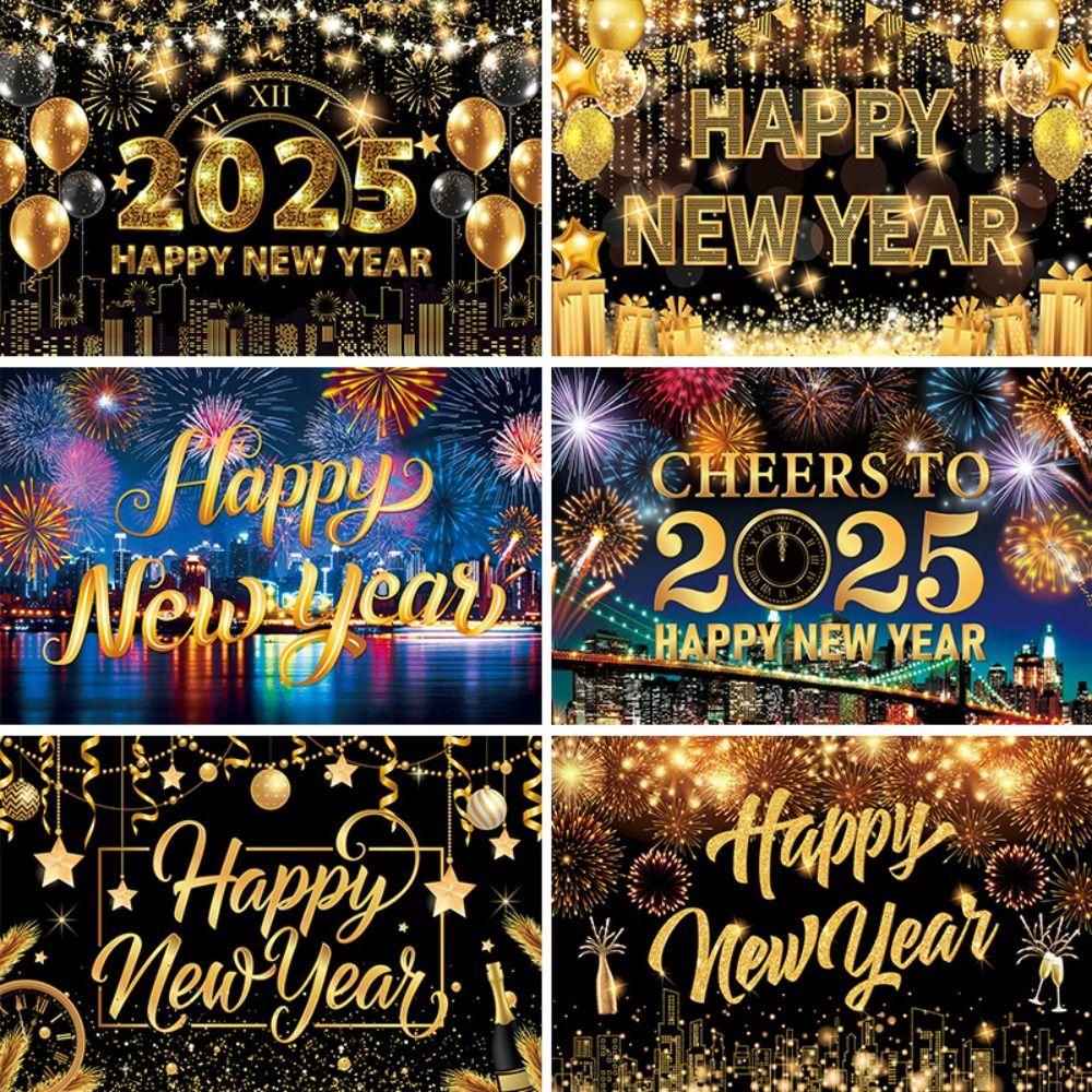 New Year Theme Happy New Year Photography Backdrop Background Banner Home Party Decor