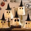 Halloween Hanging Ghost Decoration LED Light Up White Cotton Rope Ghost