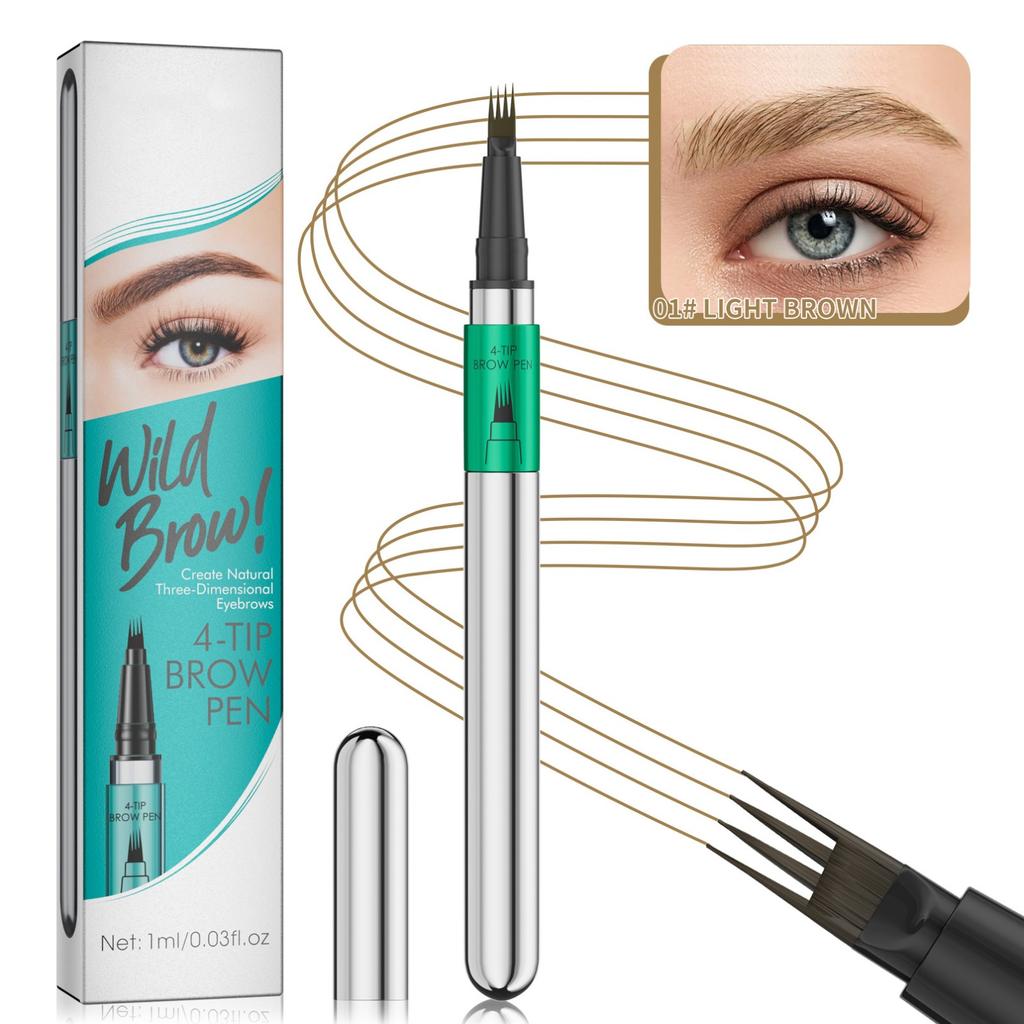 Четырехзубцовый жидкий карандаш для бровей Гладкий водостойкий наконечник-кисточка Четырехзубцовый жидкий карандаш для бровей
