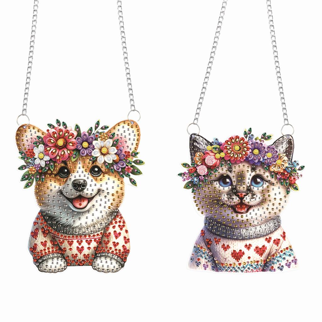 2pcs Animal 2D/Flat DIY Special Shape Rhinestone Diamond Art Window Pendants Diamond Painting Set DIY Home Decor Hanging Charm