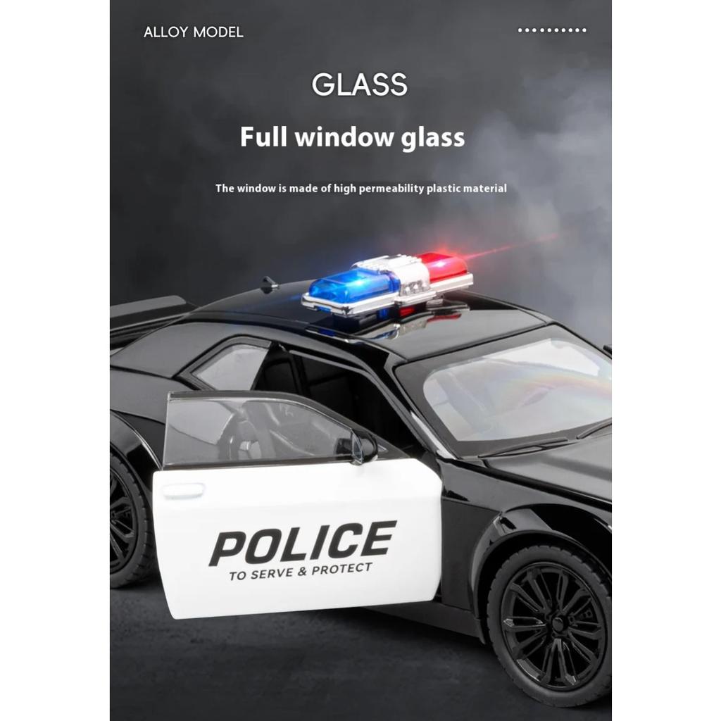 1/22 Dodge Challenger Redeye Hellcat Police Alloy Sports Car Diecast Модель Звуковая и световая игрушка Коллекционная витрина Украшение Подарки