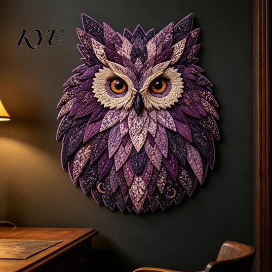 Artistic Sewing Kit for Beginners DIY Owl Patchwork Kit, Layered Fabric Handmade Home Decor Art 3D Textile Craft Project Adults, Sculpture Supplies