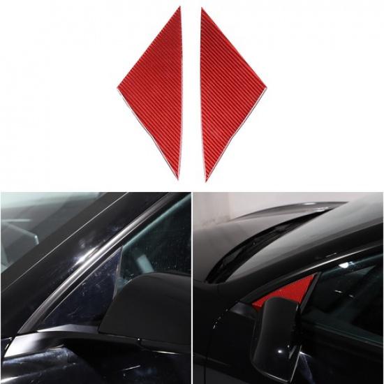 Red Carbon  A-pillar Triangular Sticker Trim  Cover For Tesla Model 3 -24