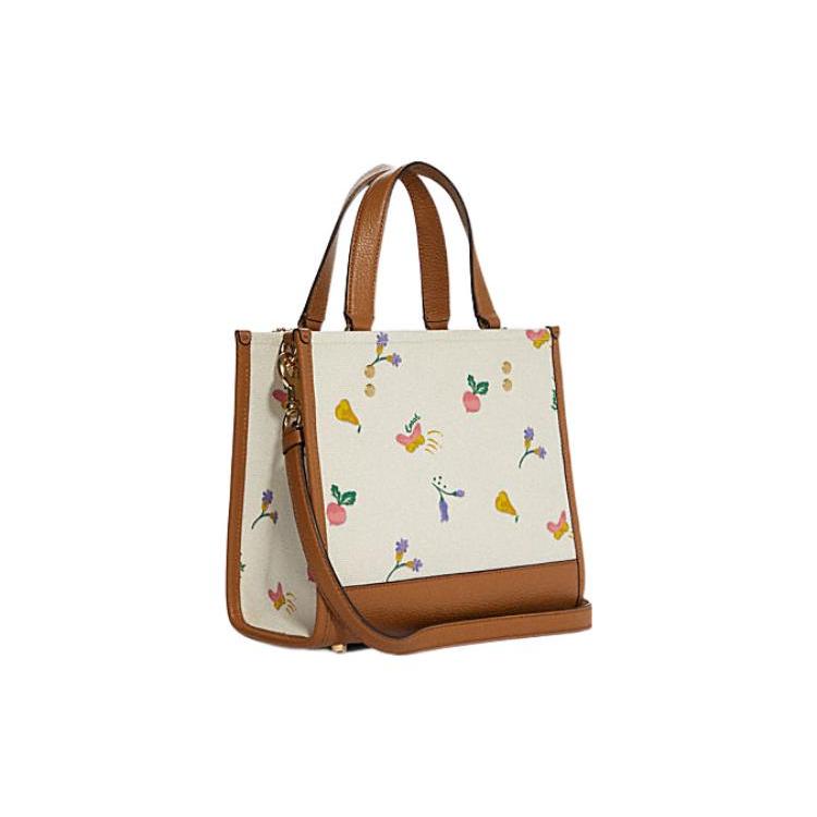 New COACH Dempsey Fabric With Cow Leather Tote Bag, Shopping Bag, Shoulder Bag, Crossbody Bag, Handbag Small Women's Brown C8253-IMTVF