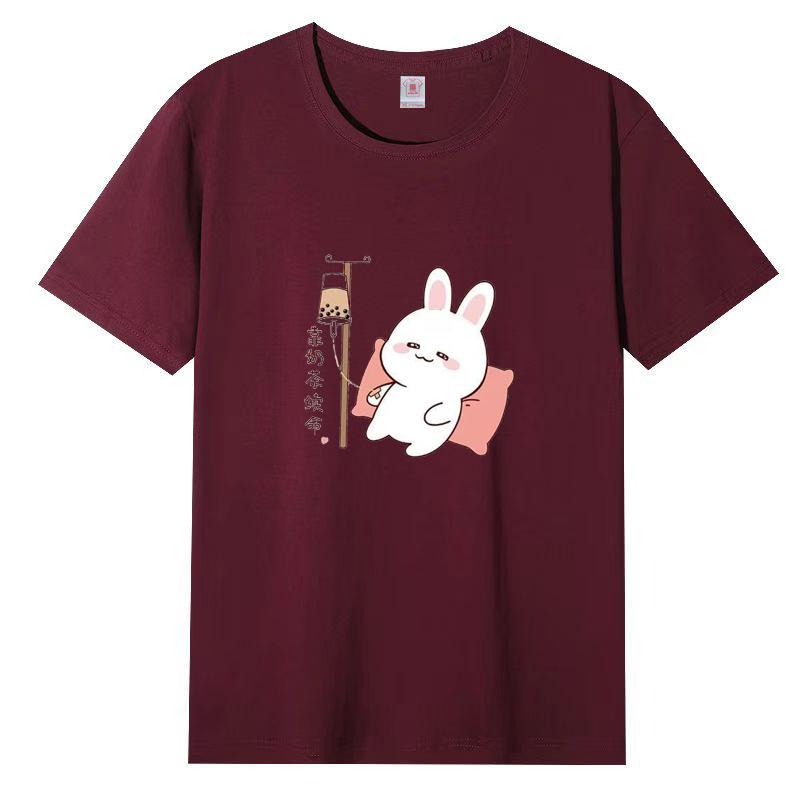 Летняя женская футболка с короткими рукавами из хлопка, свободные корейские топы с принтом в трендовом стиле