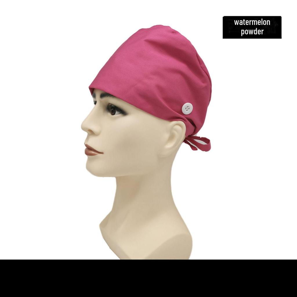 Solid Color Embroidered Surgical Cap - Nurse, Gourd, Scrub, and Baotou Styles with Custom Logo.