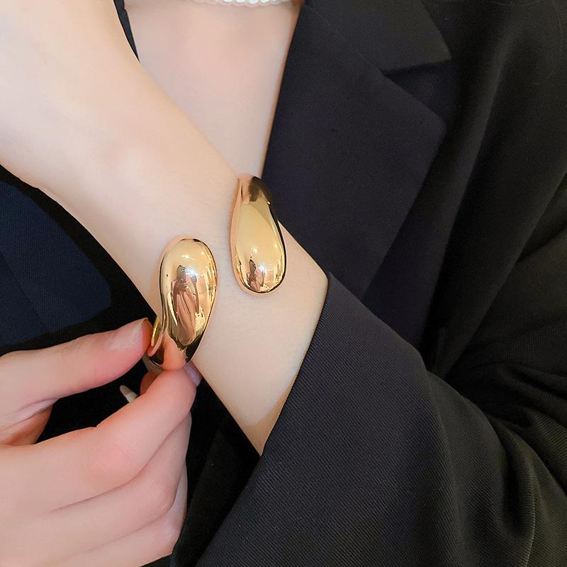 Opening Adjustable Bangles Gold Silver Color Alloy Bangles Goth Irregular Women Bangles Light Luxury Jewelry Accessories Gifts