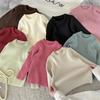 Boys' and Girls' Sweaters Knitted, Versatile Stretch Sweaters for Children's Clothing Long Sleeves Solid Color Pit Strip Children's Sweaters