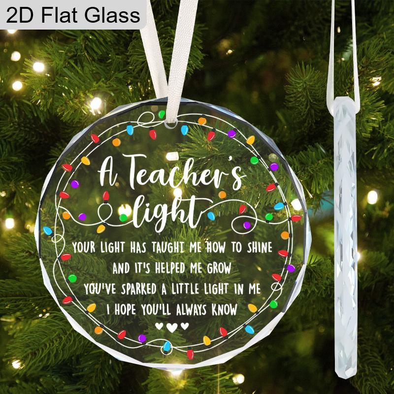 Стеклянное украшение для учителя, Подвесное украшение с цитатой «Свет учителя», Подарок на День учителя, Рождество, День благодарения, Подарок к началу учебного года