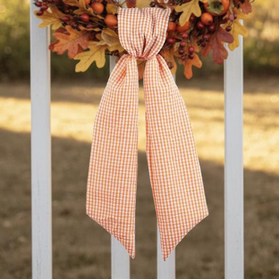 2 шт. Осенний День Благодарения Клетчатый Принт Венок Пояс Фермерский Лента DIY Ремесло Монограмма Уличный Внутренний Осенний Декор