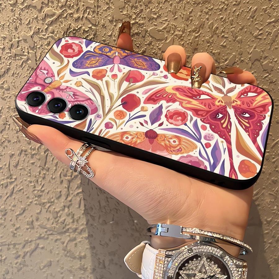 Cartoon Flower Butterfly Funda Phone Cover Case for Samsung Galaxy S25 S10 S9 S26 S23 Note 20 8 9 10 S21 FE S24 Plus S20 Ultra