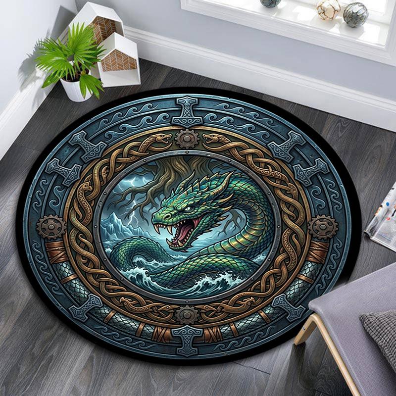 Dragon Mythology Round Area Rug Under Office Chairs Bedroom Living Room Home Decor