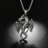 1Pc European and American Jewelry Titanium Steel Dragon Pendant Personalized Punk Retro Trendy Men Stainless Steel Flame Dragon Pendant Necklace
