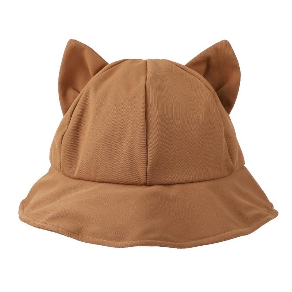 Anti-UV Cat's Ears Bucket Hat Sunscreen Sun Hat Fashion Wide Brim Hat Outdoor Activities